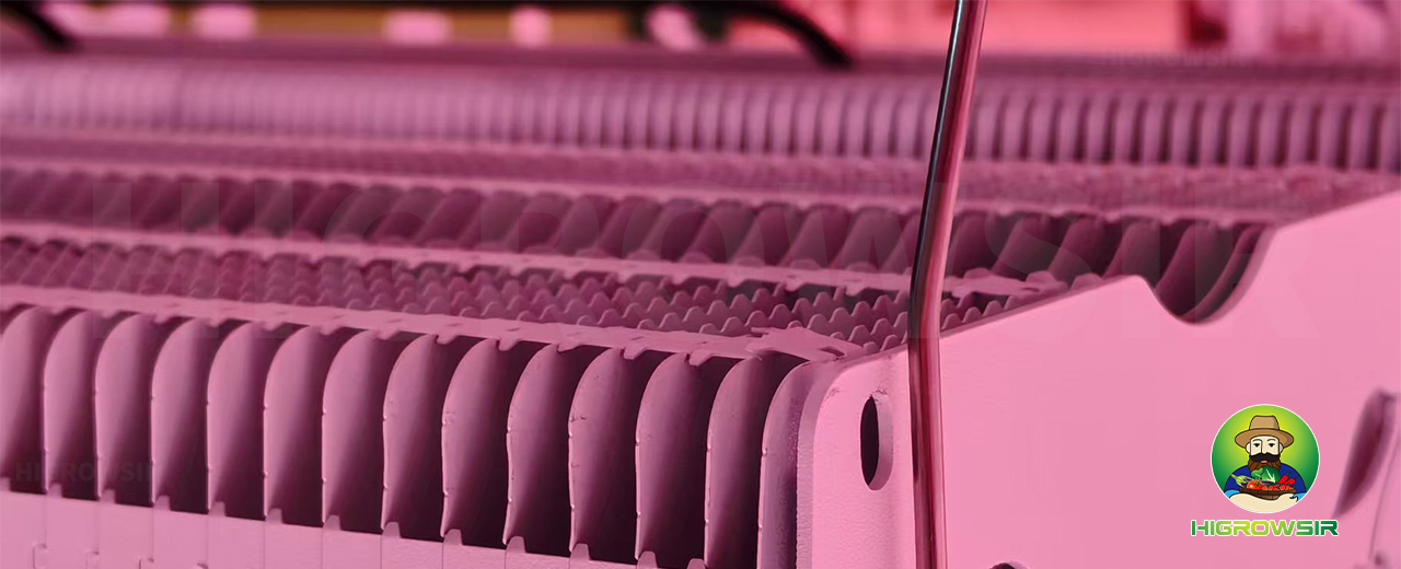 Close-up of Higrowsir 4-channel adjustable spectrum LED grow light for professionals