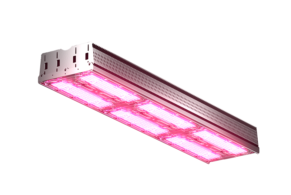 HIGROWSIR TopSpread 3C commercial greenhouse LED toplight with independent red, blue and white channels.