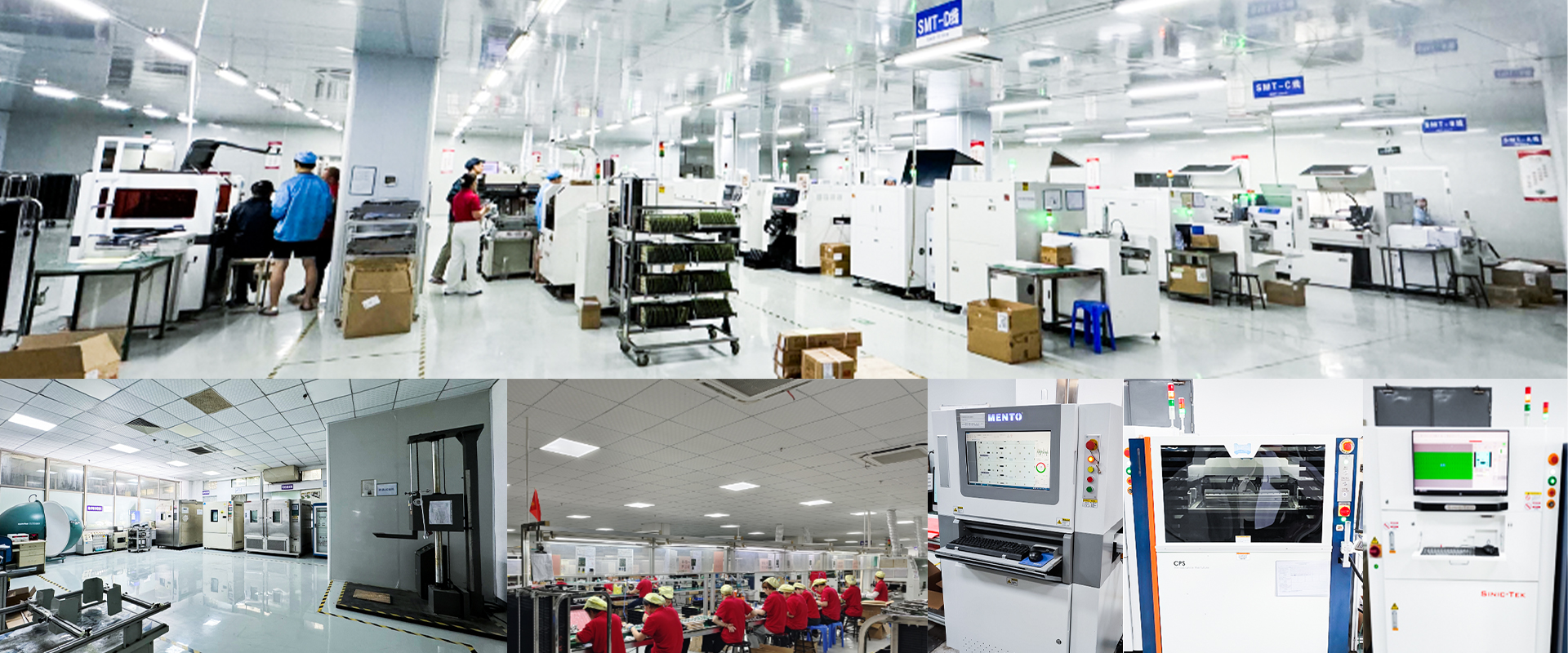 SMT production floor, manufacturing equipment and assembly workstations for HIGROWSIR grow light PCBA services.