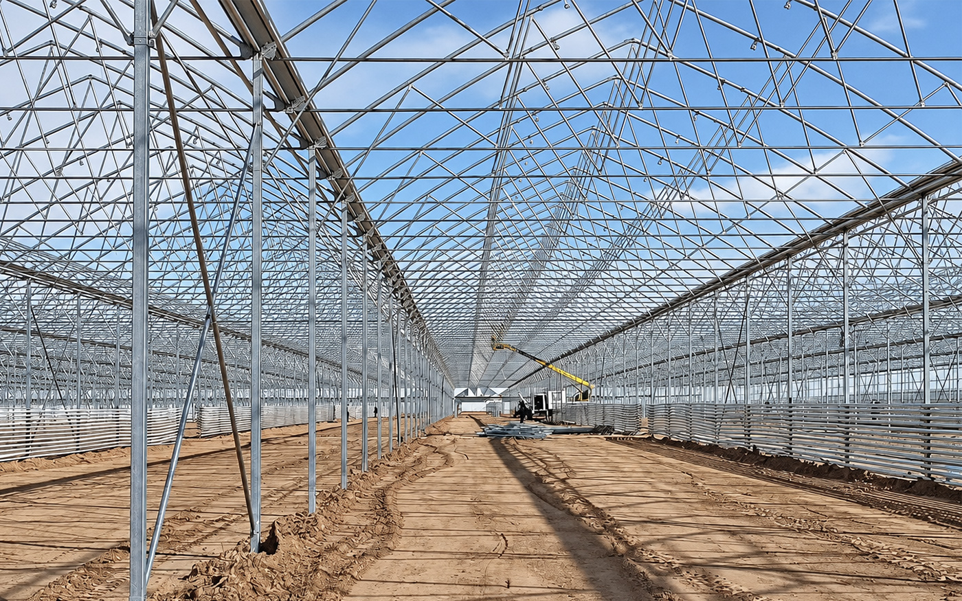 new commercial greenhouse prepared for LED lighting layout